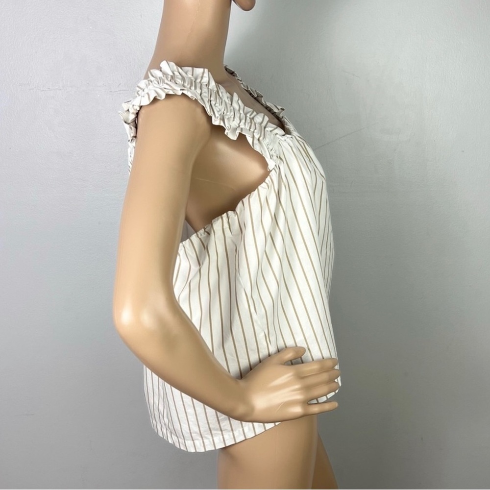 FRAME STRIPED RUFFLE STRAP COTTON TOP - Picture 6 of 11